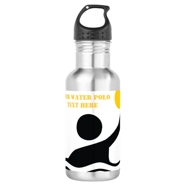 Polospieler mit schwarzer Silhouette Trinkflasche (Vorderseite)
