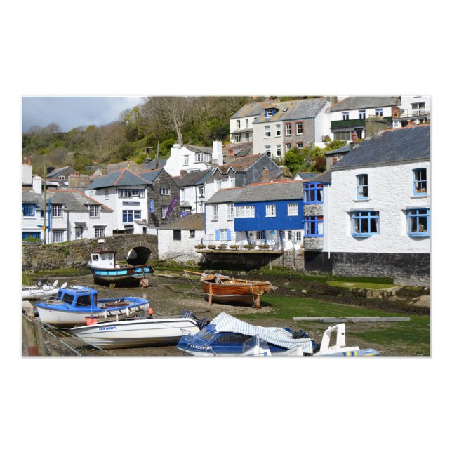 Polperro Cornwall England Low Tide Fotodruck (Vorne)