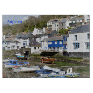 Polperro Cornwall England Low Tide Schneidebrett