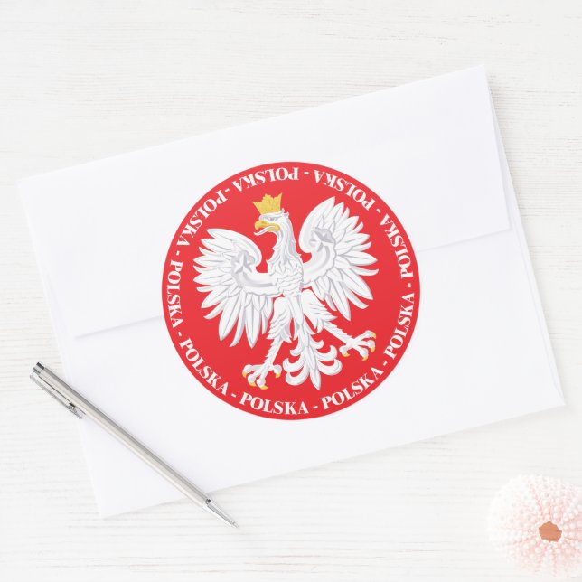 Polska 4 runder aufkleber (Umschlag)