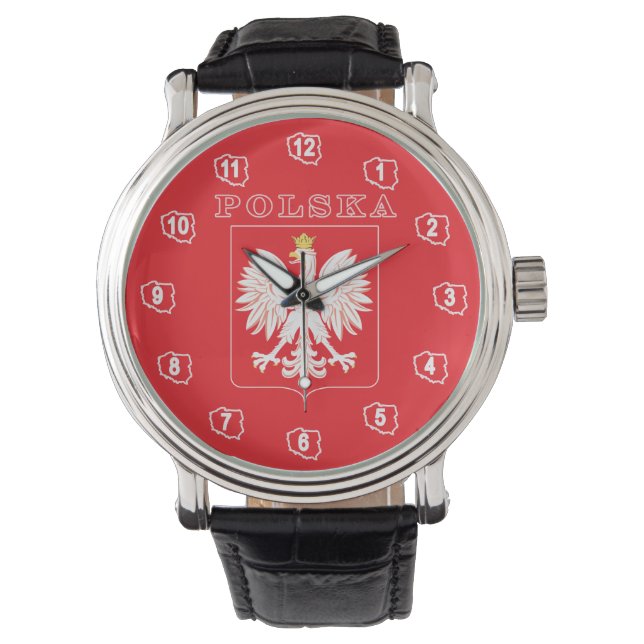 Polska Eagle Red Shield Armbanduhr (Vorderseite)