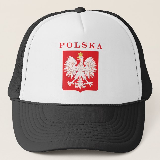 Polska Eagle Rot-Schild Truckerkappe (Vorderseite)
