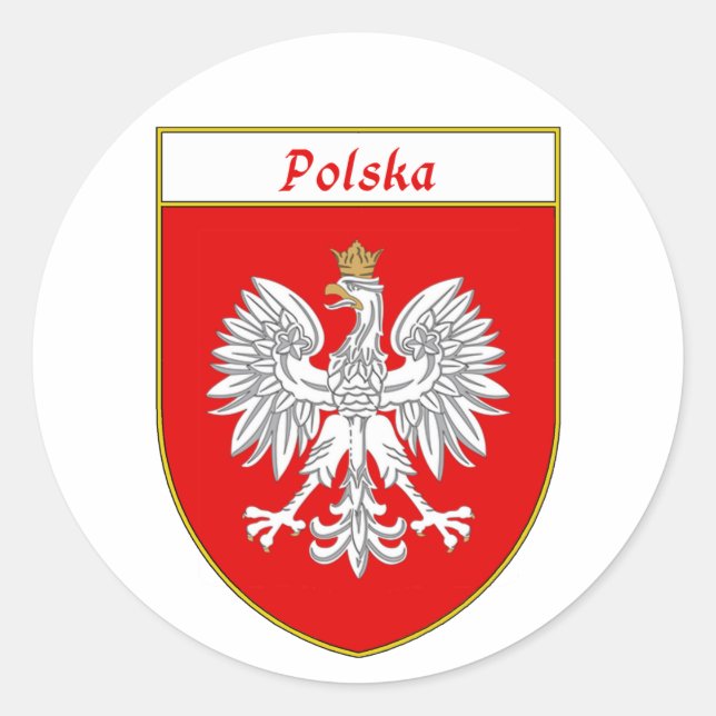 Polska Eagle Shield Runder Aufkleber (Vorderseite)
