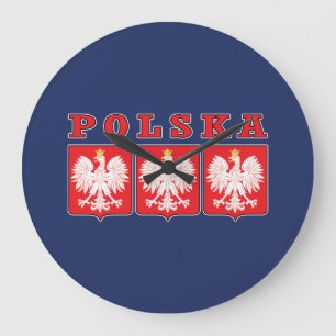 Polska Eagle Shields Große Wanduhr