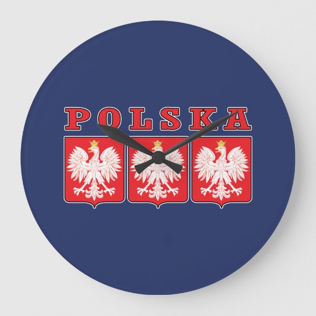Polska Eagle Shields Große Wanduhr (Vorderseite)