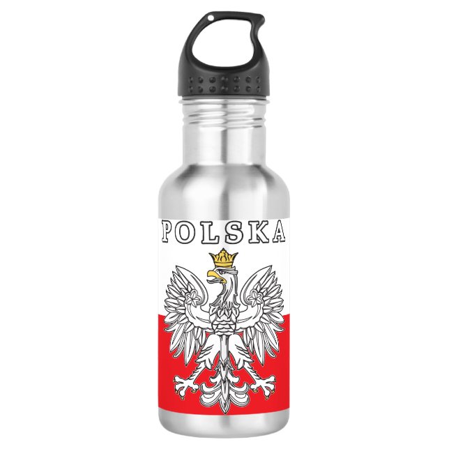 Polska mit Polnischem Adler Edelstahlflasche (Vorderseite)