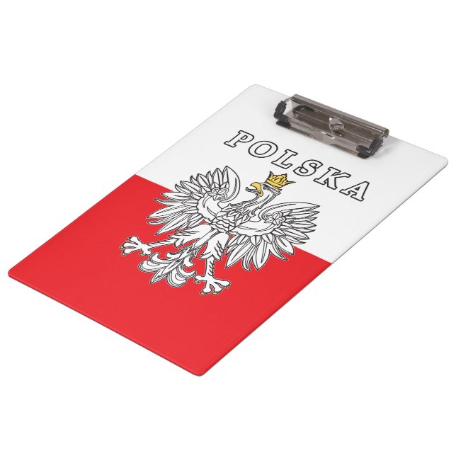 Polska mit Polnischem Adler Klemmbrett (Schrägansicht)
