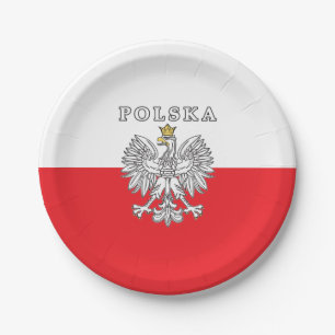 Polska mit Polnischem Adler Pappteller