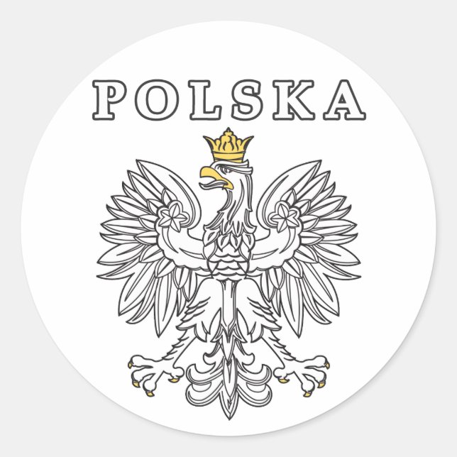 Polska mit Polnischem Adler Runder Aufkleber (Vorderseite)