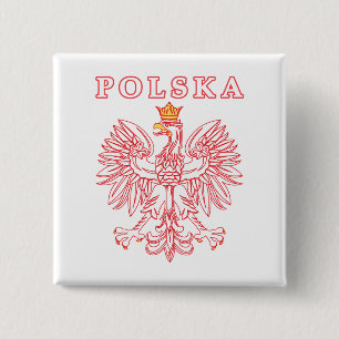 Polska mit rotem Polnischer Adler Button