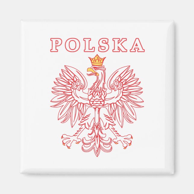 Polska mit rotem Polnischer Adler Magnet (Vorne)