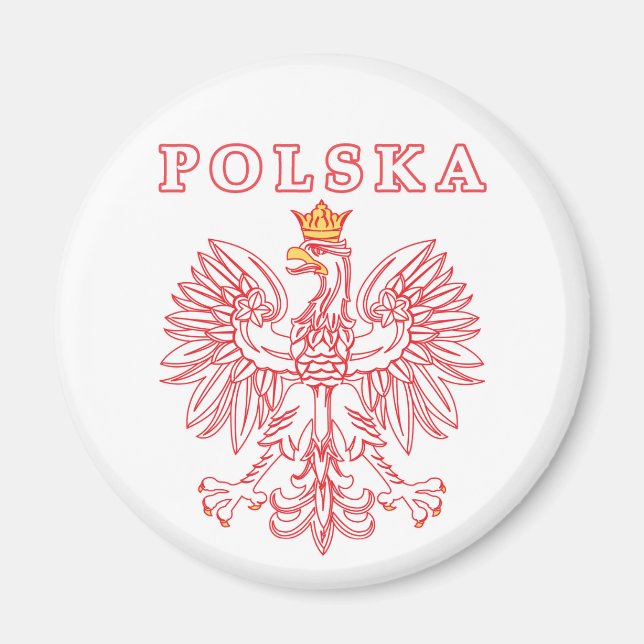 Polska mit rotem Polnischer Adler Magnet (Vorne)