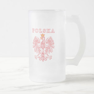 Polska mit rotem Polnischer Adler Mattglas Bierglas