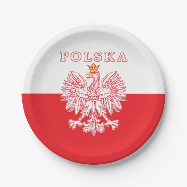Polska mit rotem Polnischer Adler Pappteller (Vorderseite)