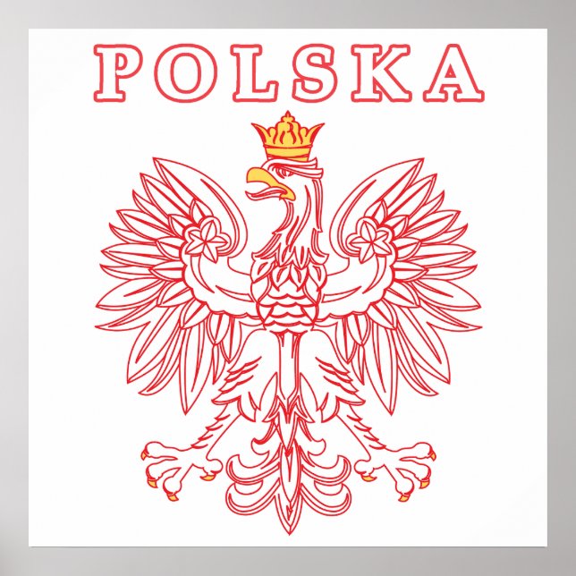 Polska mit rotem Polnischer Adler Poster (Vorne)