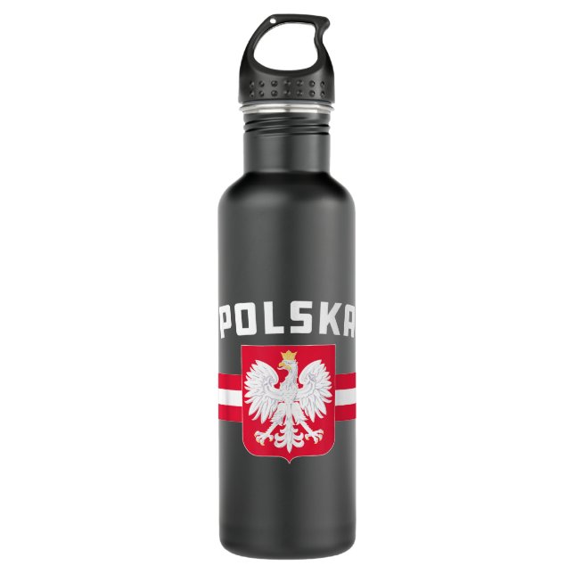 Polska Polen Flagge Polnischer Weißer Adler Edelstahlflasche (Vorderseite)