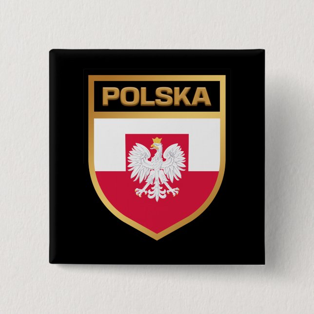 Polska/Polen - Flaggenschild und Emblem Button (Vorderseite)