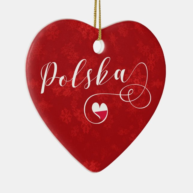 Polska Pologne Coeur, ornement d'arbre de Noël (Droite)