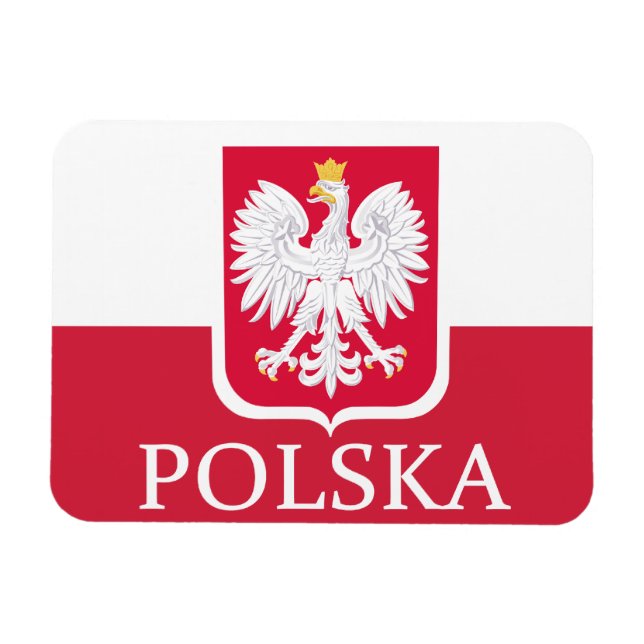 Polska Polska polnische Flagge Coat of Arms Flex M Magnet (Horizontal)