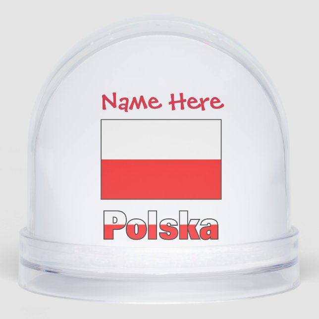Polska Polska Polska Flag Red Personalisiert Schneekugeln (Vorderseite)