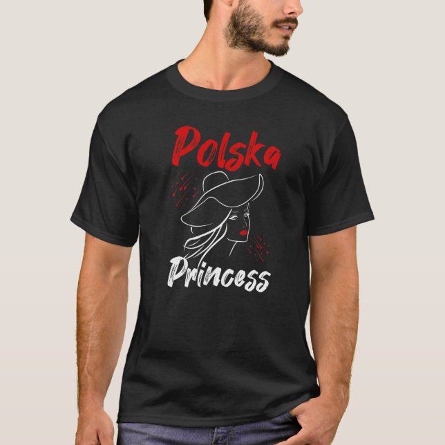 Polska Princess Polnisch Girl Polen Rote Lippen Po T-Shirt (Vorderseite)