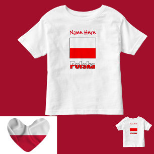Polska und Polnische Flagge Rot Personalisierung  Kleinkind T-shirt