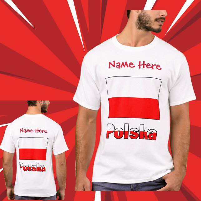 Polska und Polnischer Flaggen - Rote Personalisier T-Shirt (Von Creator hochgeladen)