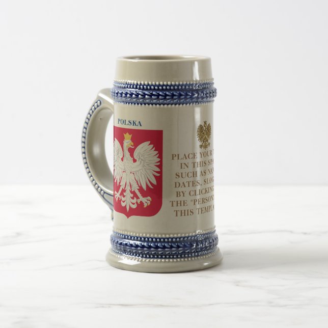 Polska-Wappen (Wappen) Personalisiert Bierglas (Vorderseite Links)