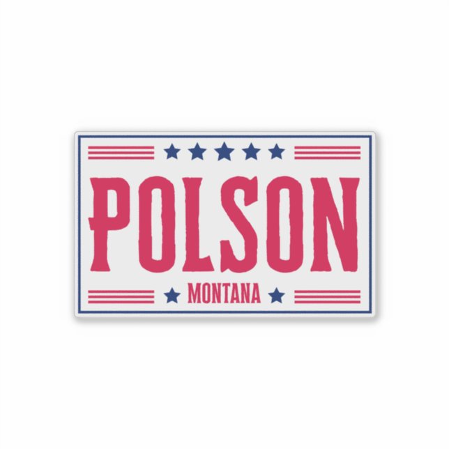POLSON MONTANA - Stars und Streifen Aufkleber (Vorderseite)