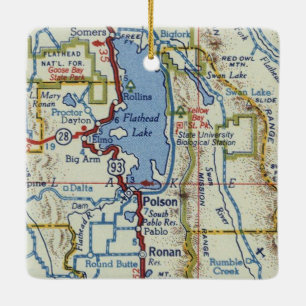 Polson MT Vintag Map Keramikornament