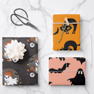 Polster-Halloween-Wrapping Paper Flat Sheet-3-Set Geschenkpapier Set