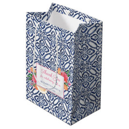 Polterabend aus blauem und weißem Tile Mittlere Geschenktüte