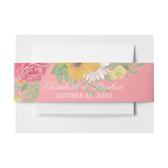 Polterabend Chic Rose Blume Pink Gold Glitzer Einladungsbanderole (Vorderseite Beispiel)