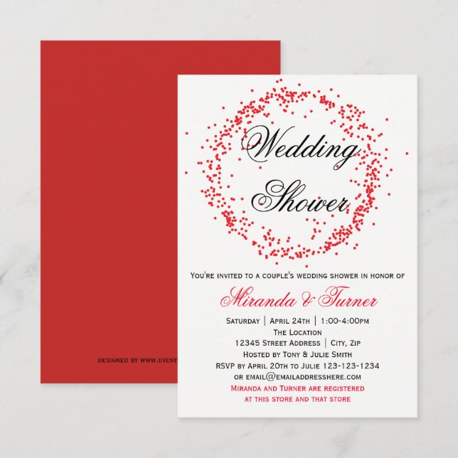 Polterabend des Red Confetti-3X5Coupels Einladung (Vorne/Hinten)