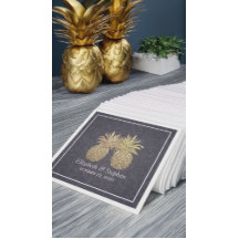 Polterabend Elegant Gold Ananas Paare Blau