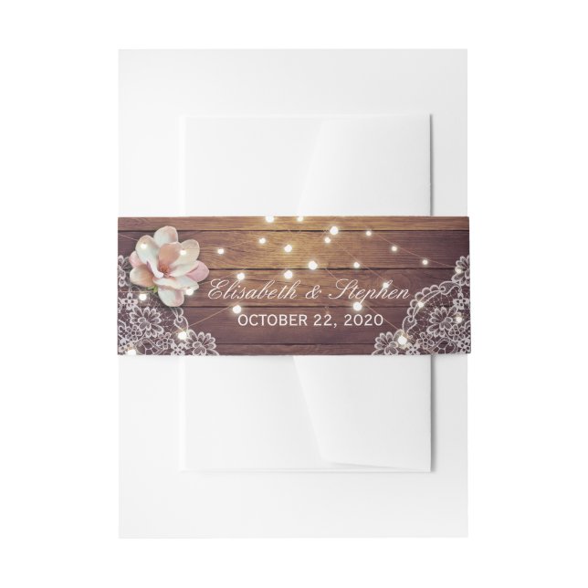 Polterabend Floral String Lights Holzosen Deko Einladungsbanderole (Vorderseite Beispiel)