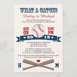 Polterabend für mit Monogramm Baseball-Paare Einladung