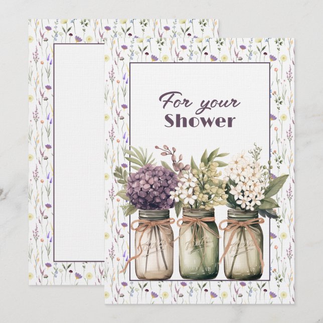 Polterabend Mason Jars Floral Mitteilungskarte (Vorne/Hinten)