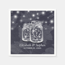 Polterabend Mason Jars String Lights Navy Blue Serviette