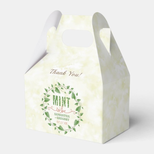 Polterabend Minze zum Wasserfarbenlederkranz Geschenkschachtel (Vorderseite)