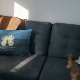 Polterabend Modern Blue Gold Ananas Couple L Lendenkissen