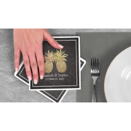 Polterabend Modernes Black Gold Ananas Serviette