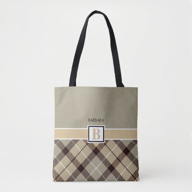 Polterabend Party Tartan Monogram Name Bridal Tasche (Vorderseite)