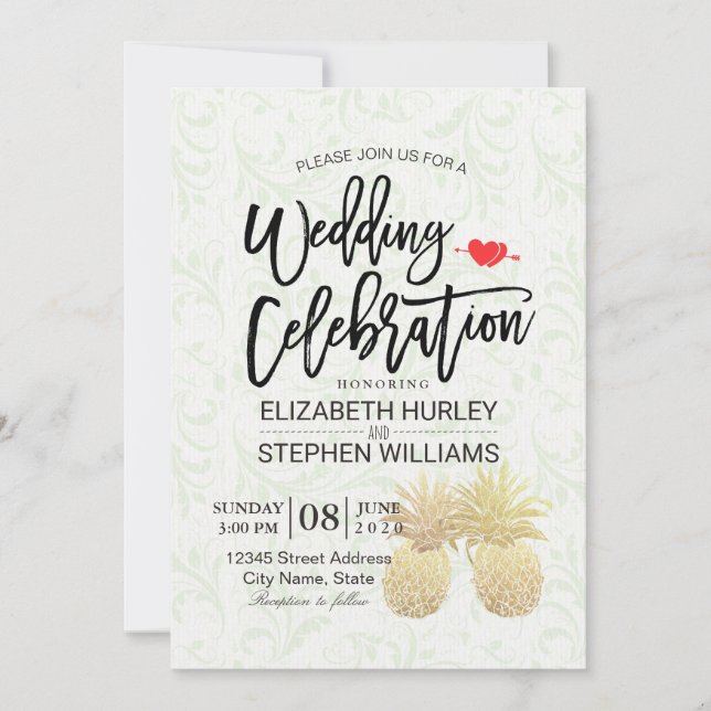 Polterabend Vintages Ananas Einladung (Vorderseite)