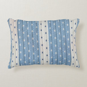 Poly coussin fait sur commande bleu et blanc 16"