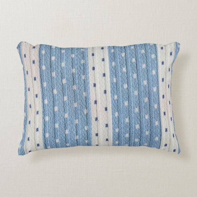 Poly coussin fait sur commande bleu et blanc 16" (Devant)