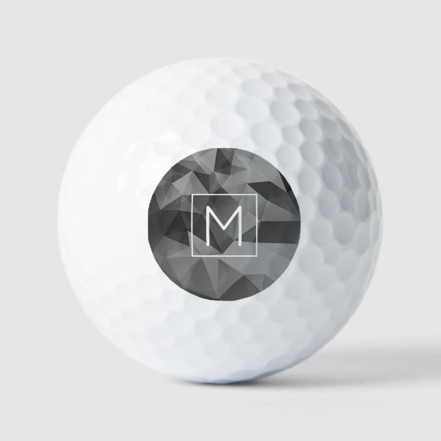 Poly Geometric Gray Monogram INITIAL Sports Cool Golfball (Vorderseite)