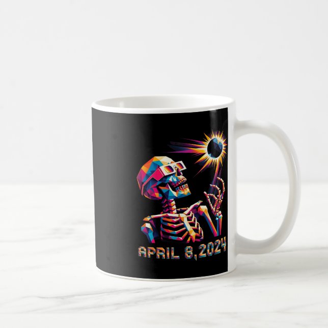Poly Total Eclipse 8. April 2024 Skelett Kaffeetasse (Rechts)