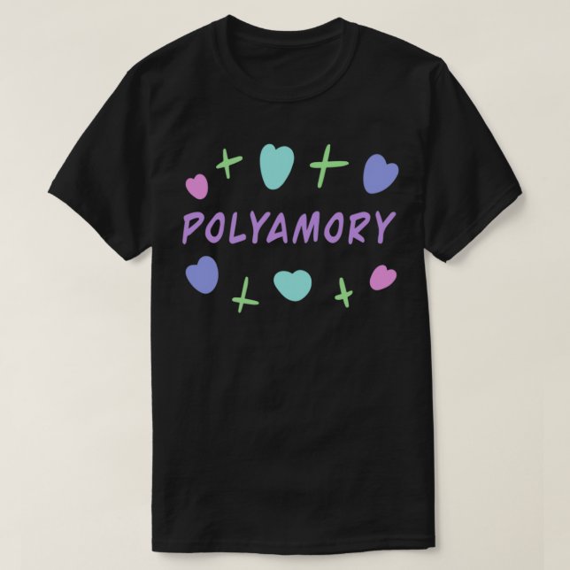 Polyamorische Schrift Polyamorose Beziehungen Poly T-Shirt (Design vorne)