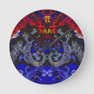 Polyamory Dragon Damask in Poly Pride Flag Colors Runde Wanduhr